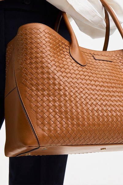 London Woven Leather Tote Bag