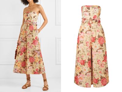Honour Strapless Floral-Print Linen Jumpsuit from Zimmermann