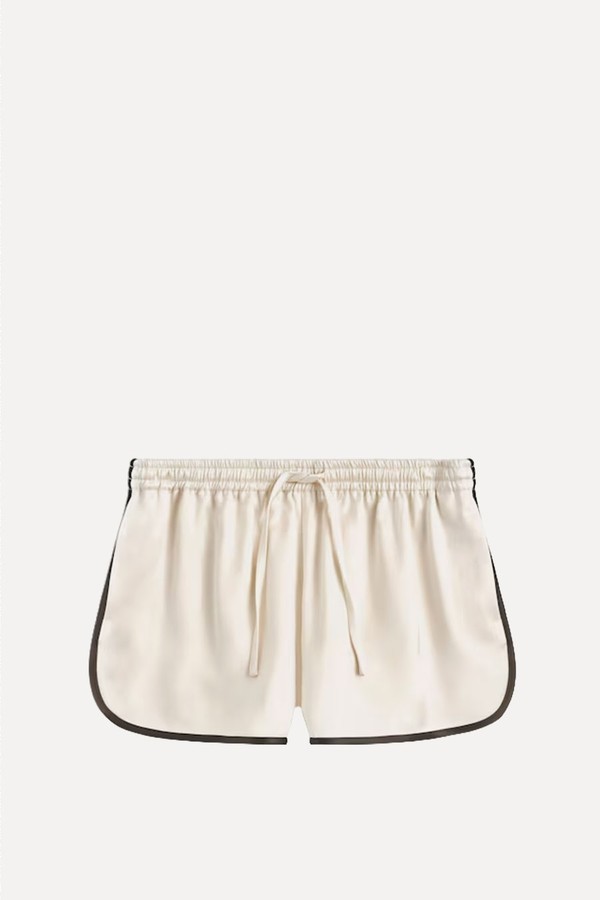 Contrast Piped Satin Track Shorts from cos