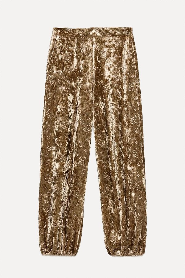 Metallic Thread Velvet Trousers from Zara