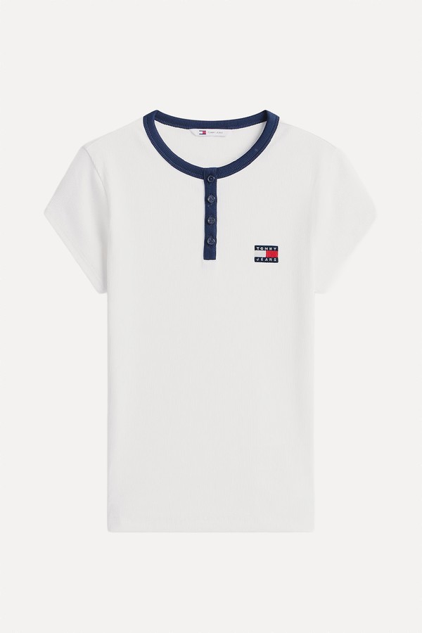 Henley Ribbed Slim T-Shirt