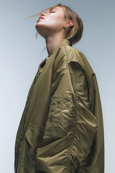 Nero Collar Nylon Bomber Jacket from Topshop