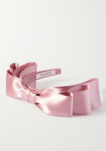 Katya Bow-Detailed Silk-Satin Headband from Jennifer Behr 