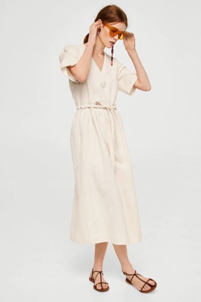 Belt Linen Dress from Mango