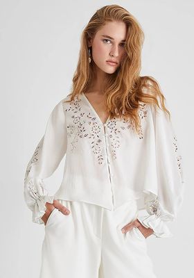 Gigi Embroidered Drape Crop Top from French Connection