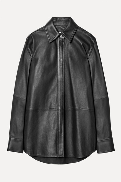 Relaxed Topstitched Leather Shirt from COS