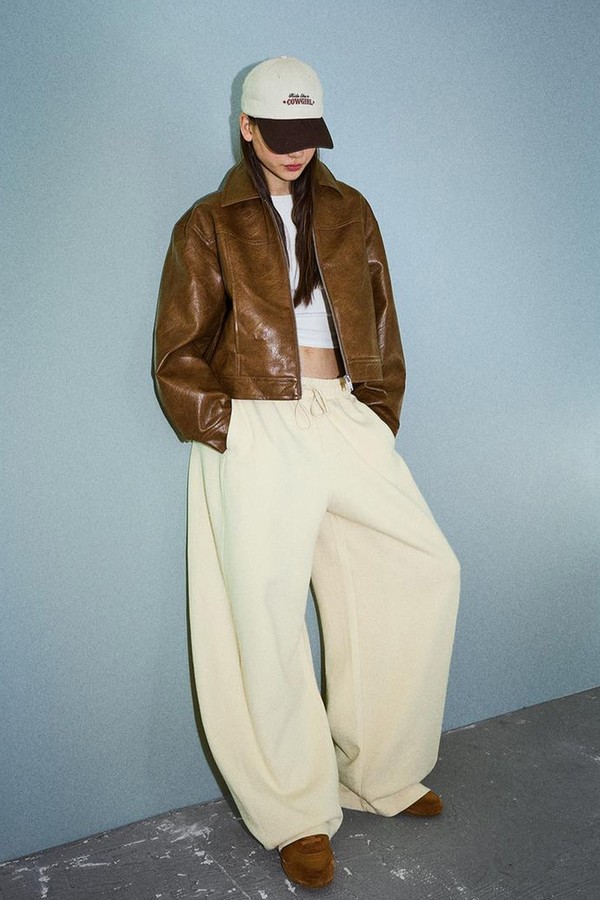 Plush Barrel Trousers from BERSHKA