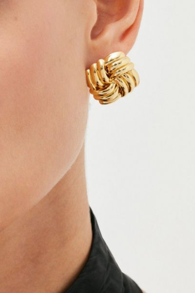 Gold Plated Quilted Stud Earrings