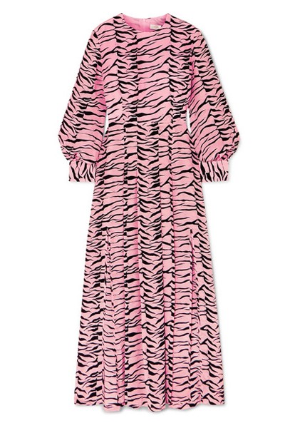 Pleated Printed Silk Midi Dress from RIXO