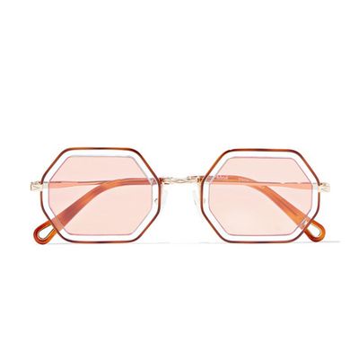 Octagon Frame Gold Tone & Acetate Sunglasses from Chloé