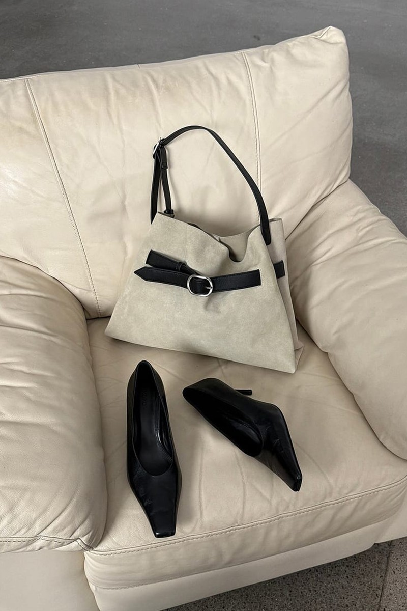 Suede Belt Detail Tote