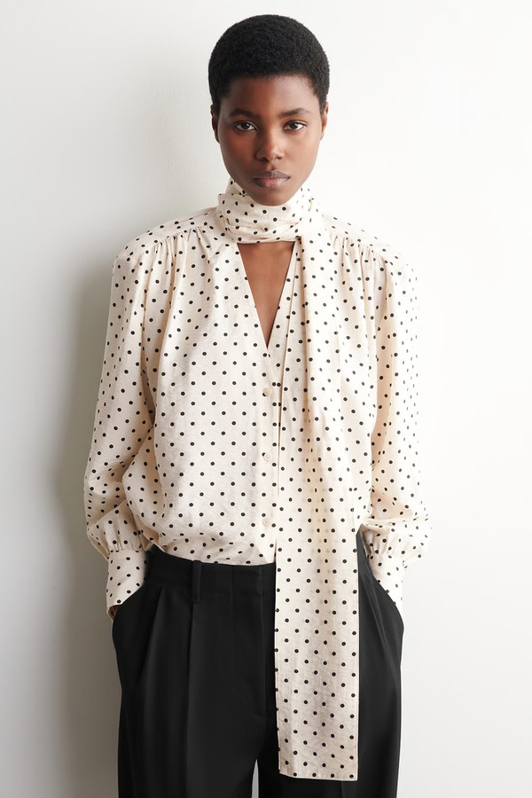 Scarf-Detail Polka-Dot Shirt from COS
