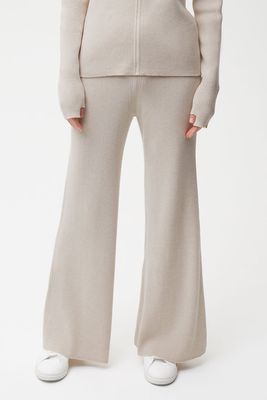 Recycled Cashmere Rib Track Pants Oatmeal