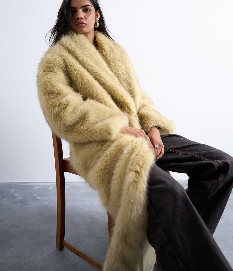 Faux Fur Super Long Oversized Shawl Coat