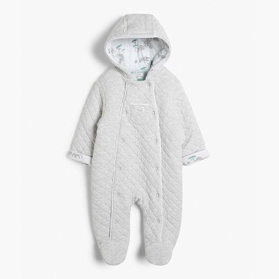 Baby GOTS Organic Cotton Elephant Hooded Pramsuit from John Lewis & Partners