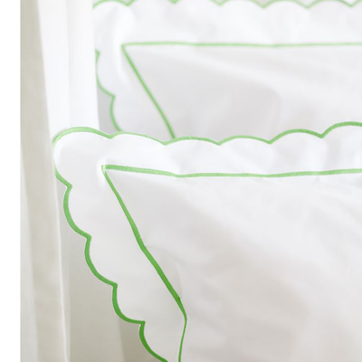 Green Scalloped Oxford Pillowcase