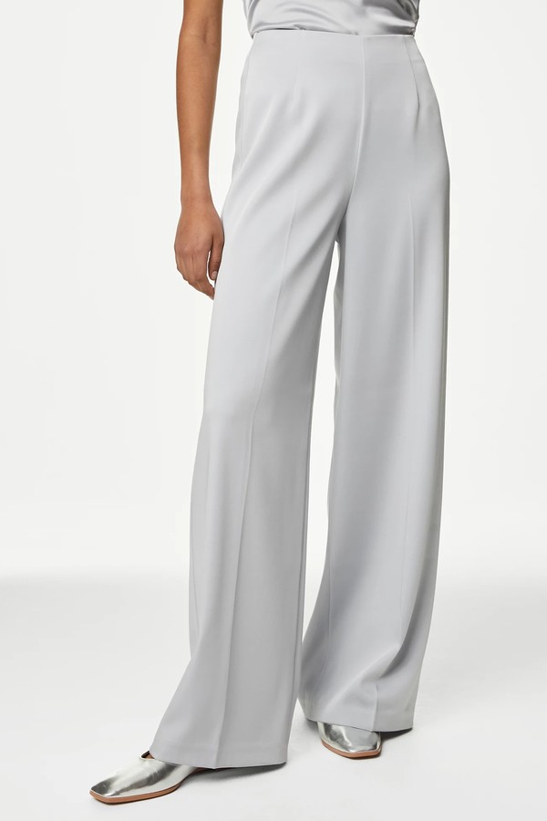 Satin Look Side Zip Wide Leg Trousers from M&S