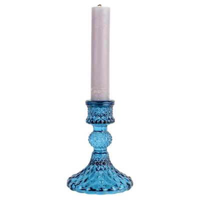 Blue Glass Harlequin Candlestick from Grand Illusions