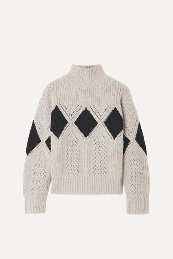 Grady Argyle Cable-Knit Wool Turtleneck Sweater from Altuzarra Grady