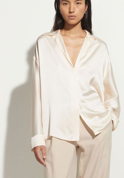 Silk Shaped Collar Pullover Blouse from Vince