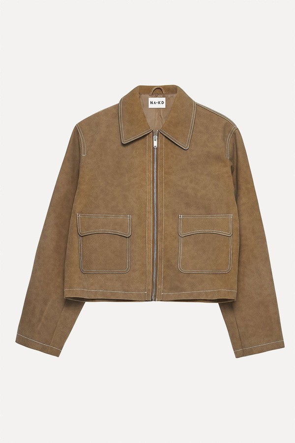 Contrast Seam Faux Suede Jacket from NA-KD