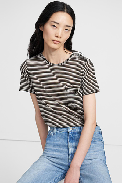 Easy Pocket Tee In Striped Jersey