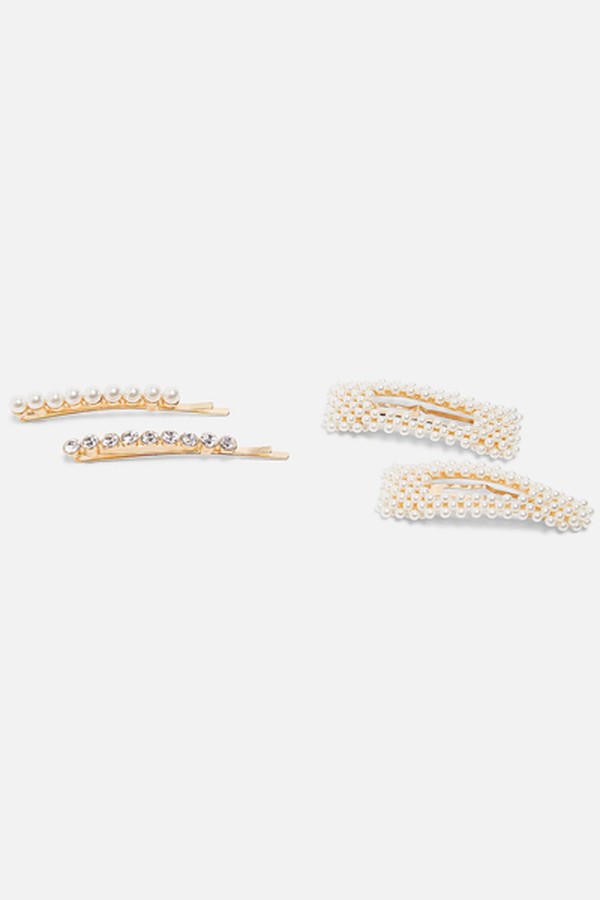 Pearl Bead Rhinestone Hair Clips