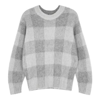 Grey Checked Alpaca Blend Jumper from Vince