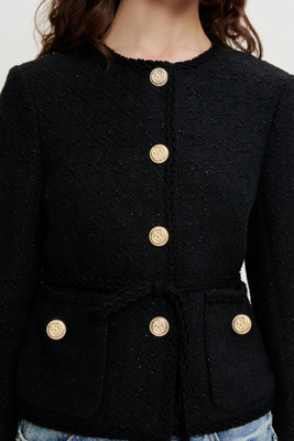Straight-Cut Shiny Tweed Jacket from Maje Paris
