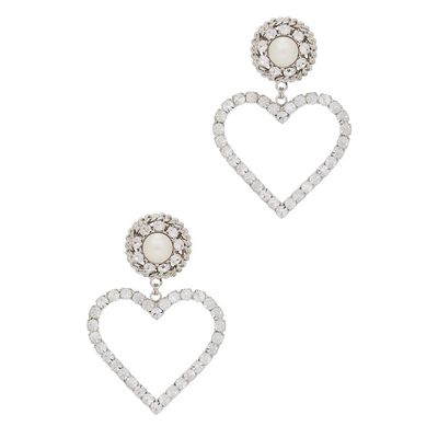 Crystal-Embellished Heart Clip-On Earrings from Alessandra Rich