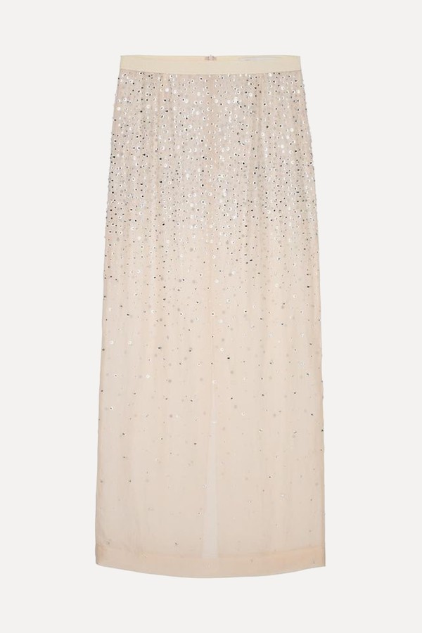 Rhinestone Silk Skirt from Zara