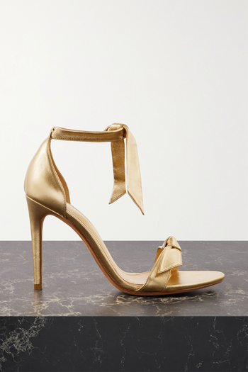 Clarita Bow-Embellished Metallic Leather Sandals from Alexandre Birman