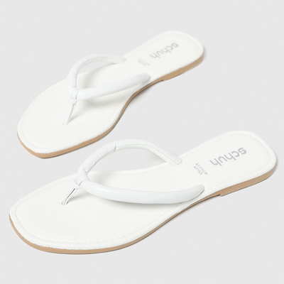 White Tassy Toe Post Sandals