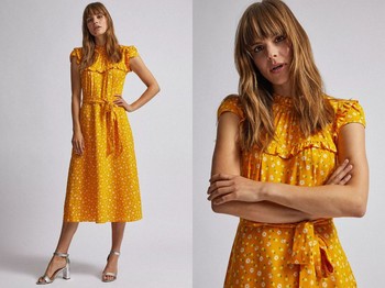 Yellow Daisy Print Skater Dress