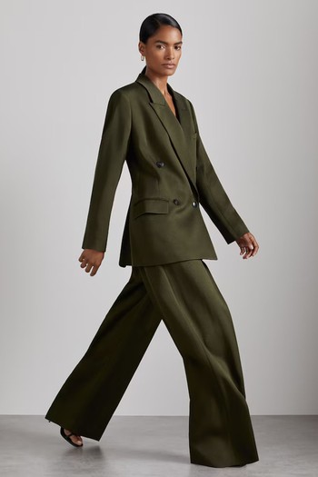 Atelier Double-Breasted Crepe Suit Jacket