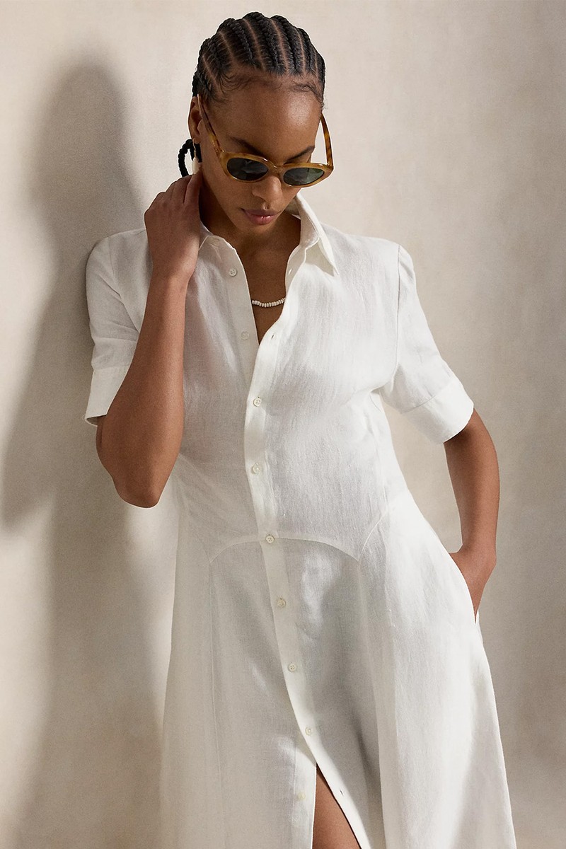 Linen Panelled Shirt Dress 