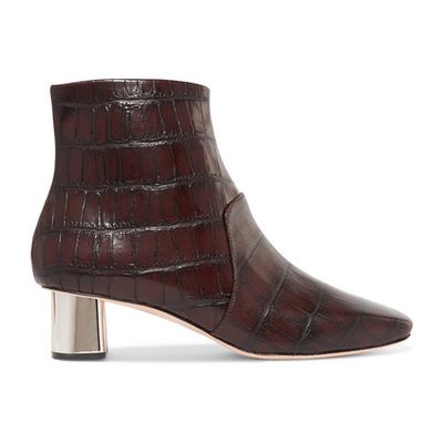 Clarence Croc-Effect Leather Ankle Boots from Nanushka