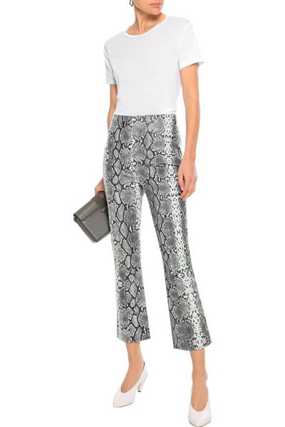 Axel Snake-Print Leather Kick-Flare Pants