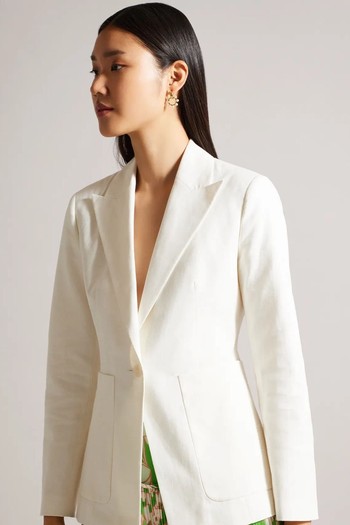 Llilla Single Breasted Cotton & Linen Blazer