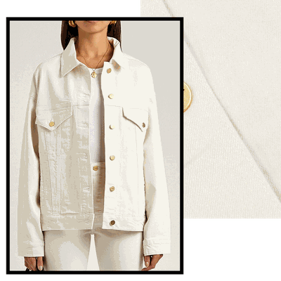 Frame Le Oversized Cream Stretch-Denim Jacket, £385