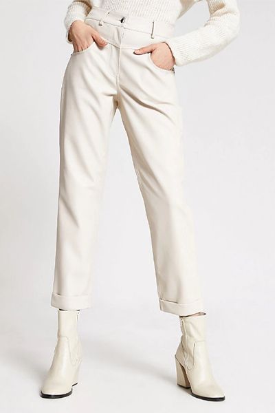 Faux Leather Mom Trousers from  River Island