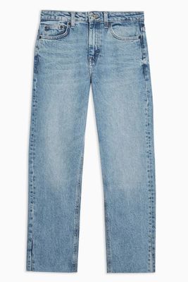 Bleach Split Hem Straight Jeans