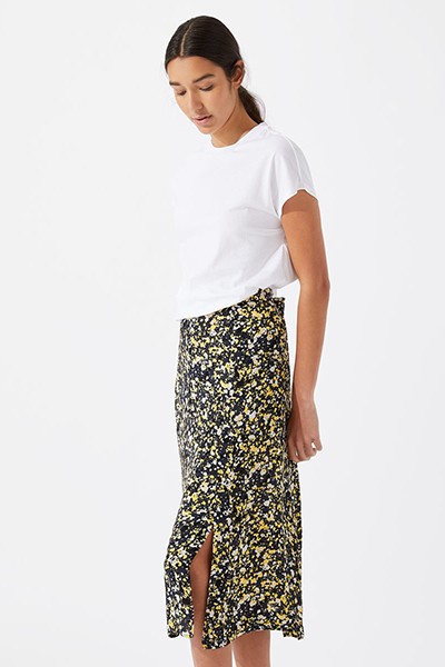 Splatter Print Split Skirt