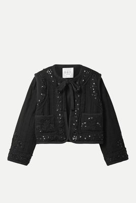 Charlotte Embellished Embroidered Quilted Cotton And Linen-Blend Jacket  from Sea