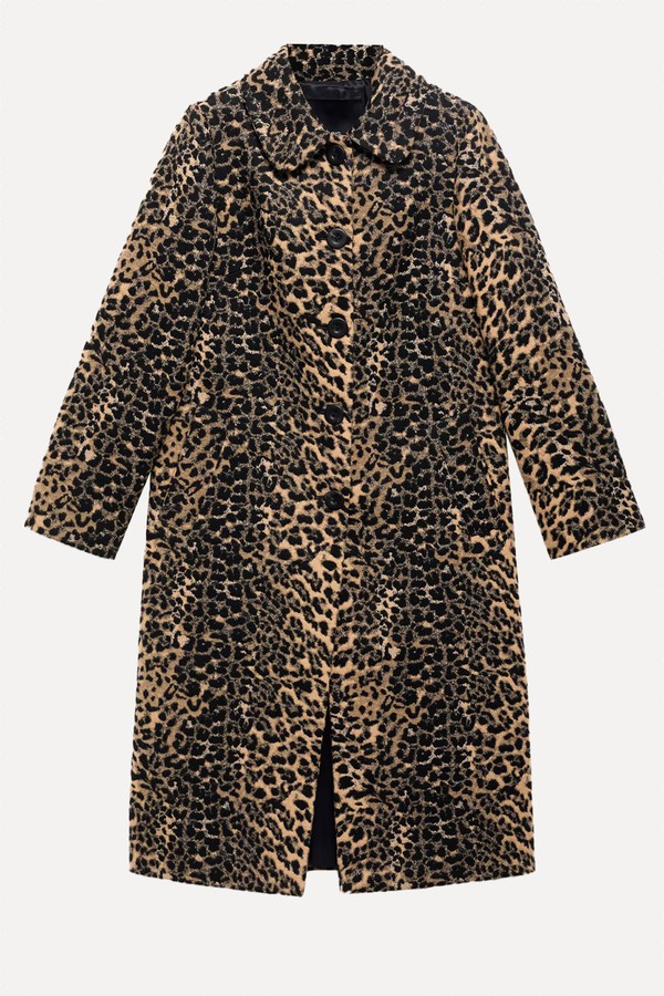 Leopard-Print Long Coat from Mango