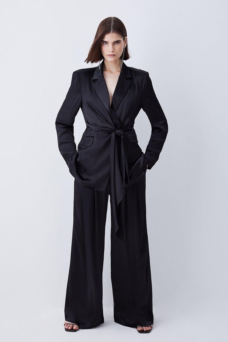 Satin Back Crepe Wide Leg Trouser