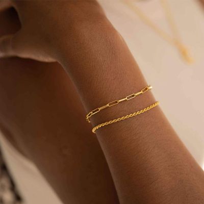 Long Link Chain Bracelet In Gold