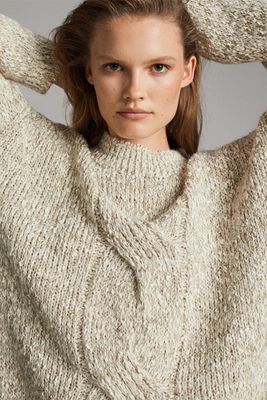 Mouline Sweater With Front Cable Knit Detail