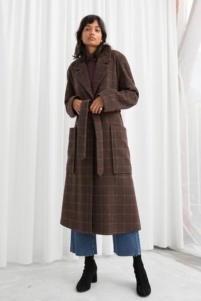 A-Line Wool Blend Belted Coat from & Other Stories