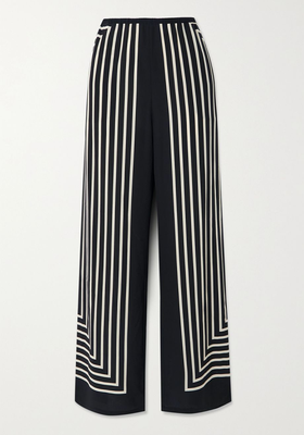 Striped Silk Crepe De Chine Wide-Leg Pants from Totême